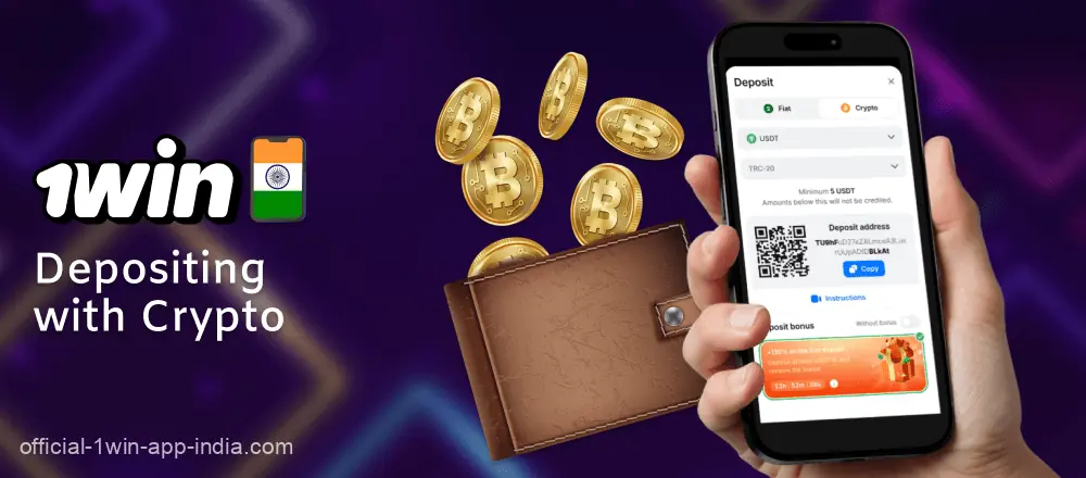 Adding cryptocurrency to your account in the 1Win India app